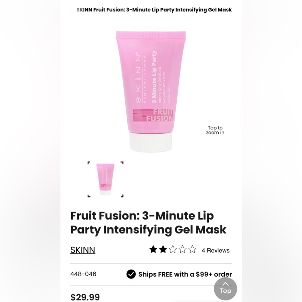 3/$30- SKINN 3 Minute Lip Mask